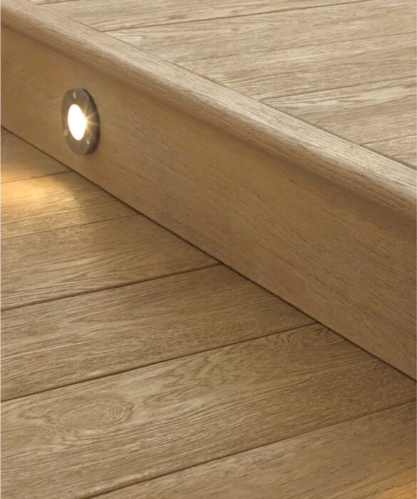 Close-up view of Millboard composite decking